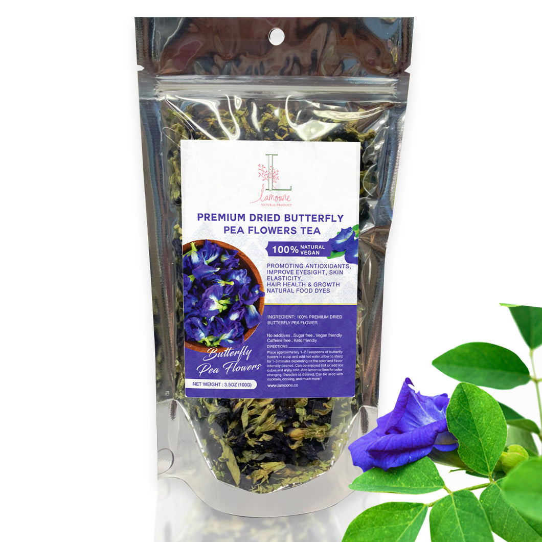 100% PURE DRIED BUTTERFLY PEA  FLOWERS FROM THAILAND  (blue magic water, blue tea, clitoria ternatea)